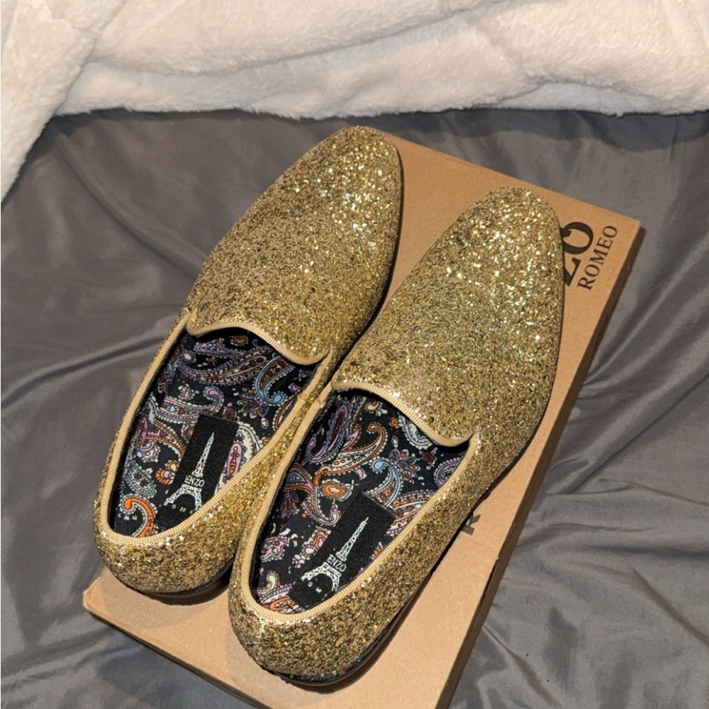 Gold Glitter Loafers